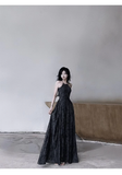Niulatu A line Halter Dusty Black Prom Dresses Long Birthday Dress For Women SD240