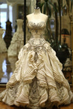 Niulatu Ball Gown Strapless Floor Length White Layers Evening Dress Prom Dresses SD2415