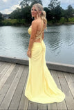 Niulatu Sage Scoop Neck Satin Mermaid Long Prom Dress with Slit Formal Gown Evening Dress SD2419