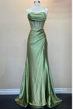Niulatu Mermaid Spaghetti Straps Red Long Satin Prom Dresses Formal Evening Dress SD2419