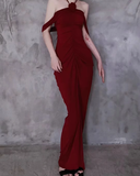 Niulatu Sheath Halter Burgundy Prom Dresses Long Birthday Dress For Women SD242