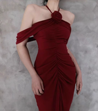 Niulatu Sheath Halter Burgundy Prom Dresses Long Birthday Dress For Women SD242