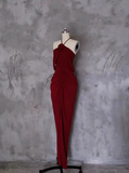 Niulatu Sheath Halter Burgundy Prom Dresses Long Birthday Dress For Women SD242