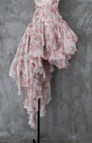 Niulatu High Low Spaghetti Straps Pink Organza Prom Dresses Long Birthday Dress For Women SD241