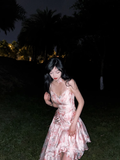 Niulatu High Low Spaghetti Straps Pink Organza Prom Dresses Long Birthday Dress For Women SD241