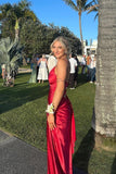 Niulatu Mermaid Spaghetti Straps Neckline Long Party Dress Satin Red Prom Dresses SD2431