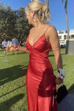 Niulatu Mermaid Spaghetti Straps Neckline Long Party Dress Satin Red Prom Dresses SD2431