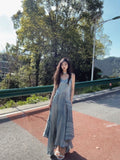Niulatu A line Spaghetti Straps Blue Long Prom Dresses Birthday Dress For Women SD243