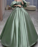 Niulatu Ball Gown Off The Shoulder Long Party Dress Satin Prom Dresses SD2447