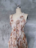 Niulatu A line Spaghetti Straps Floral Long Prom Dresses Birthday Dress For Women SD244