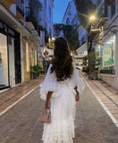 Niulatu 2 Pieces Off The Shoulder Long Party Dress White Prom Dresses SD2457