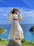 Niulatu 2 Pieces Off The Shoulder Long Party Dress White Prom Dresses SD2457