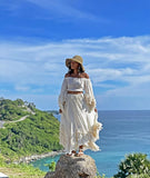 Niulatu 2 Pieces Off The Shoulder Long Party Dress White Prom Dresses SD2457