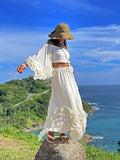 Niulatu 2 Pieces Off The Shoulder Long Party Dress White Prom Dresses SD2457