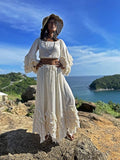 Niulatu 2 Pieces Off The Shoulder Long Party Dress White Prom Dresses SD2457