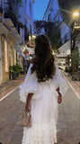 Niulatu 2 Pieces Off The Shoulder Long Party Dress White Prom Dresses SD2457