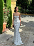 Niulatu Mermaid Spaghetti Straps Long Lace Party Dresses Prom Dresses SD2461