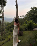 Niulatu Mermaid Strapless Ivory Prom Dresses Formal Graduation Party Dress Evening Dress SD2465