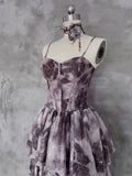 Niulatu A line Spaghetti Straps Floral Long Prom Dresses Birthday Dress For Women SD246