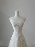 Niulatu A Line Sweetheart Lace Tulle White Wedding Dresses Brides Dress SD2472