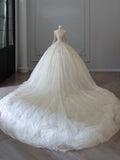 Niulatu Ball Gown High Neckline Tulle Long Sleeves Wedding Dresses Bridal Dress SD2475
