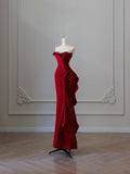 Niulatu Mermaid Off The Shoulder Neckline Burgundy Sequin Long Party Dress Prom Dresses SD2478