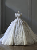 Niulatu Ball Gown Off The Shoulder Neckline Tulle Sequin Wedding Dresses Bridal Dress SD2479
