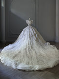 Niulatu Ball Gown Off The Shoulder Neckline Tulle Sequin Wedding Dresses Bridal Dress SD2479