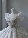 Niulatu Ball Gown Off The Shoulder Short Sleeves Tulle Sequin Wedding Dresses Bridal Dress SD2480