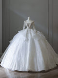 Niulatu Ball Gown Square Neckline Sequin Long Wedding Dresses Bridal Dress SD2482