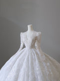 Niulatu Ball Gown V Neckline Sequin Long Sleeves Wedding Dress Bridal Dresses SD2485