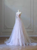 Niulatu A line One Shoulder Tulle Lace Long Evening Dress Prom Dresses SD2486
