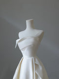 Niulatu A line Strapless Satin Ivory Long Wedding Dress Bridal Dresses SD2487