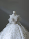Niulatu Ball Gown Sweetheart Neckline Sequin Long Sleeves Wedding Dress Bridal Dresses SD2488