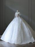 Niulatu Ball Gown Sweetheart Neckline Sequin Long Sleeves Wedding Dress Bridal Dresses SD2488
