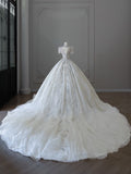 Niulatu Ball Gown Jewel Neckline Sequin Half Sleeves Wedding Dress Bridal Dresses SD2489