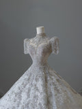 Niulatu Ball Gown Jewel Neckline Sequin Half Sleeves Wedding Dress Bridal Dresses SD2489