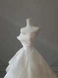 Niulatu Ball Gown Strapless Satin Ivory Long Wedding Dress Bridal Dresses SD2490