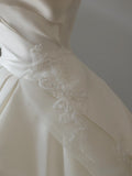 Niulatu Ball Gown Strapless Satin Ivory Long Wedding Dress Bridal Dresses SD2490
