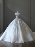 Niulatu Ball Gown Sweetheart Sequin Ivory Long Wedding Dress Bridal Dresses SD2491