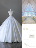 Niulatu Ball Gown Strapless Satin White Long Wedding Dress Bridal Dresses SD2493