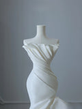 Niulatu Mermaid Strapless Satin Ivory Long Wedding Dress Bridal Dresses SD2494