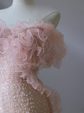 Niulatu Mermaid Strapless Pink Sequin Long Evening Dress Prom Dresses SD2495