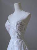 Niulatu A line Sweetheart Tulle White Lace Long Wedding Dress Bridal Dresses SD2497