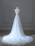 Niulatu A line Sweetheart Tulle White Lace Long Wedding Dress Bridal Dresses SD2497