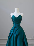 Niulatu Ball Gown Strapless Satin Ruffles Long Evening Dress Prom Dresses SD2498