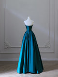 Niulatu Ball Gown Strapless Satin Ruffles Long Evening Dress Prom Dresses SD2498