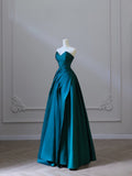 Niulatu Ball Gown Strapless Satin Ruffles Long Evening Dress Prom Dresses SD2498