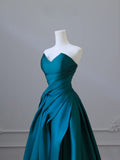 Niulatu Ball Gown Strapless Satin Ruffles Long Evening Dress Prom Dresses SD2498