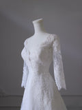 Niulatu A line V Neckline Tulle White Lace Long Wedding Dress Bridal Dresses SD2503